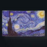 Vincent Van Gogh Starry Night Vintage Fine Art Banner<br><div class="desc">Vincent van Gogh Starry Night Fine Art Painting Starry Night is a painting by Dutch post-impressionist artist Vincent van Gogh. The blue night sky is filled with swirling clouds, stars, and a bright crescent moon. The Starry Night is the only nocturne in the series of views from his bedroom window....</div>
