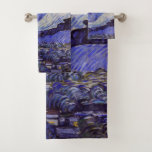 Vincent Van Gogh Starry Night Vintage Fine Art Bath Towel Set<br><div class="desc">Vincent van Gogh Starry Night Fine Art Painting Starry Night is a painting by Dutch post-impressionist artist Vincent van Gogh. The blue night sky is filled with swirling clouds, stars, and a bright crescent moon. The Starry Night is the only nocturne in the series of views from his bedroom window....</div>