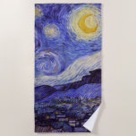 Vincent Van Gogh Starry Night Vintage Fine Art Beach Towel<br><div class="desc">Vincent van Gogh Starry Night Fine Art Painting Starry Night is a painting by Dutch post-impressionist artist Vincent van Gogh. The blue night sky is filled with swirling clouds, stars, and a bright crescent moon. The Starry Night is the only nocturne in the series of views from his bedroom window....</div>