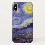 Vincent Van Gogh Starry Night Vintage Fine Art Case-Mate iPhone Case<br><div class="desc">Vincent van Gogh Starry Night Fine Art Painting Starry Night is a painting by Dutch post-impressionist artist Vincent van Gogh. The blue night sky is filled with swirling clouds, stars, and a bright crescent moon. The Starry Night is the only nocturne in the series of views from his bedroom window....</div>