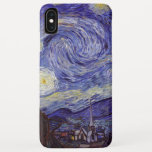 Vincent Van Gogh Starry Night Vintage Fine Art Case-Mate iPhone Case<br><div class="desc">Vincent van Gogh Starry Night Fine Art Painting Starry Night is a painting by Dutch post-impressionist artist Vincent van Gogh. The blue night sky is filled with swirling clouds, stars, and a bright crescent moon. The Starry Night is the only nocturne in the series of views from his bedroom window....</div>