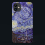 Vincent Van Gogh Starry Night Vintage Fine Art Case-Mate iPhone Case<br><div class="desc">Vincent van Gogh Starry Night Fine Art Painting Starry Night is a painting by Dutch post-impressionist artist Vincent van Gogh. The blue night sky is filled with swirling clouds, stars, and a bright crescent moon. The Starry Night is the only nocturne in the series of views from his bedroom window....</div>