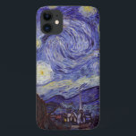 Vincent Van Gogh Starry Night Vintage Fine Art Case-Mate iPhone Case<br><div class="desc">Vincent van Gogh Starry Night Fine Art Painting Starry Night is a painting by Dutch post-impressionist artist Vincent van Gogh. The blue night sky is filled with swirling clouds, stars, and a bright crescent moon. The Starry Night is the only nocturne in the series of views from his bedroom window....</div>