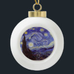 Vincent Van Gogh Starry Night Vintage Fine Art Ceramic Ball Christmas Ornament<br><div class="desc">Vincent van Gogh Starry Night Fine Art Painting Starry Night is a painting by Dutch post-impressionist artist Vincent van Gogh. The blue night sky is filled with swirling clouds, stars, and a bright crescent moon. The Starry Night is the only nocturne in the series of views from his bedroom window....</div>