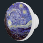Vincent Van Gogh Starry Night Vintage Fine Art Ceramic Knob<br><div class="desc">Vincent van Gogh Starry Night Fine Art Painting Starry Night is a painting by Dutch post-impressionist artist Vincent van Gogh. The blue night sky is filled with swirling clouds, stars, and a bright crescent moon. The Starry Night is the only nocturne in the series of views from his bedroom window....</div>