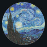 Vincent Van Gogh Starry Night Vintage Fine Art Classic Round Sticker<br><div class="desc">Vincent Van Gogh Starry Night Vintage Fine Art Round Sticker</div>