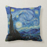 Vincent Van Gogh Starry Night Vintage Fine Art Cushion<br><div class="desc">Vincent Van Gogh Starry Night Vintage Fine Art Throw Pillow</div>