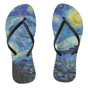 Vincent Van Gogh Starry Night Vintage Fine Art Jandals