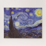 Vincent Van Gogh Starry Night Vintage Fine Art Jigsaw Puzzle<br><div class="desc">Vincent van Gogh Starry Night Fine Art Painting Starry Night is a painting by Dutch post-impressionist artist Vincent van Gogh. The blue night sky is filled with swirling clouds, stars, and a bright crescent moon. The Starry Night is the only nocturne in the series of views from his bedroom window....</div>