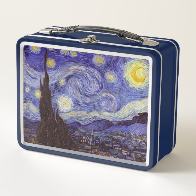 Vincent Van Gogh Starry Night Vintage Fine Art Metal Lunch Box (Front)