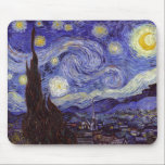 Vincent Van Gogh Starry Night Vintage Fine Art Mouse Pad<br><div class="desc">Vincent van Gogh Starry Night Fine Art Painting Starry Night is a painting by Dutch post-impressionist artist Vincent van Gogh. The blue night sky is filled with swirling clouds, stars, and a bright crescent moon. The Starry Night is the only nocturne in the series of views from his bedroom window....</div>