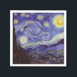 Vincent Van Gogh Starry Night Vintage Fine Art Napkin<br><div class="desc">Vincent van Gogh Starry Night Fine Art Painting Starry Night is a painting by Dutch post-impressionist artist Vincent van Gogh. The blue night sky is filled with swirling clouds, stars, and a bright crescent moon. The Starry Night is the only nocturne in the series of views from his bedroom window....</div>