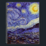 Vincent Van Gogh Starry Night Vintage Fine Art Notebook<br><div class="desc">Vincent van Gogh Starry Night Fine Art Painting Starry Night is a painting by Dutch post-impressionist artist Vincent van Gogh. The blue night sky is filled with swirling clouds, stars, and a bright crescent moon. The Starry Night is the only nocturne in the series of views from his bedroom window....</div>