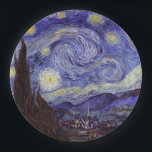 Vincent Van Gogh Starry Night Vintage Fine Art Paper Plate<br><div class="desc">Vincent van Gogh Starry Night Fine Art Painting Starry Night is a painting by Dutch post-impressionist artist Vincent van Gogh. The blue night sky is filled with swirling clouds, stars, and a bright crescent moon. The Starry Night is the only nocturne in the series of views from his bedroom window....</div>