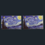 Vincent Van Gogh Starry Night Vintage Fine Art Pillowcase<br><div class="desc">Vincent van Gogh Starry Night Fine Art Painting Starry Night is a painting by Dutch post-impressionist artist Vincent van Gogh. The blue night sky is filled with swirling clouds, stars, and a bright crescent moon. The Starry Night is the only nocturne in the series of views from his bedroom window....</div>