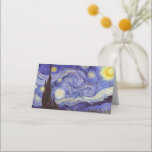 Vincent Van Gogh Starry Night Vintage Fine Art Place Card<br><div class="desc">Vincent van Gogh Starry Night Fine Art Painting Starry Night is a painting by Dutch post-impressionist artist Vincent van Gogh. The blue night sky is filled with swirling clouds, stars, and a bright crescent moon. The Starry Night is the only nocturne in the series of views from his bedroom window....</div>