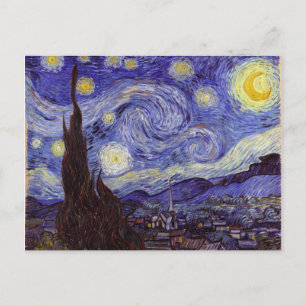 Vincent Van Gogh Starry Night Vintage Fine Art Postcard