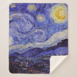 Vincent Van Gogh Starry Night Vintage Fine Art Sherpa Blanket<br><div class="desc">Vincent van Gogh Starry Night Fine Art Painting Starry Night is a painting by Dutch post-impressionist artist Vincent van Gogh. The blue night sky is filled with swirling clouds, stars, and a bright crescent moon. The Starry Night is the only nocturne in the series of views from his bedroom window....</div>