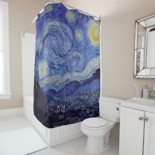 Vincent Van Gogh Starry Night Vintage Fine Art Shower Curtain