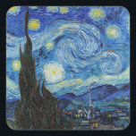 Vincent Van Gogh Starry Night Vintage Fine Art Square Sticker<br><div class="desc">Vincent Van Gogh Starry Night Vintage Fine Art Square Sticker</div>