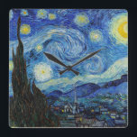 Vincent Van Gogh Starry Night Vintage Fine Art Square Wall Clock<br><div class="desc">Vincent Van Gogh Starry Night Vintage Fine Art Square Wall Clock</div>