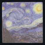 Vincent Van Gogh Starry Night Vintage Fine Art Stone Coaster<br><div class="desc">Vincent van Gogh Starry Night Fine Art Painting Starry Night is a painting by Dutch post-impressionist artist Vincent van Gogh. The blue night sky is filled with swirling clouds, stars, and a bright crescent moon. The Starry Night is the only nocturne in the series of views from his bedroom window....</div>