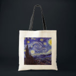 Vincent Van Gogh Starry Night Vintage Fine Art Tote Bag<br><div class="desc">Vincent van Gogh Starry Night Fine Art Painting Starry Night is a painting by Dutch post-impressionist artist Vincent van Gogh. The blue night sky is filled with swirling clouds, stars, and a bright crescent moon. The Starry Night is the only nocturne in the series of views from his bedroom window....</div>