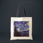Vincent Van Gogh Starry Night Vintage Fine Art Tote Bag<br><div class="desc">Vincent van Gogh Starry Night Fine Art Painting Starry Night is a painting by Dutch post-impressionist artist Vincent van Gogh. The blue night sky is filled with swirling clouds, stars, and a bright crescent moon. The Starry Night is the only nocturne in the series of views from his bedroom window....</div>