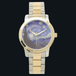 Vincent Van Gogh Starry Night Vintage Fine Art Watch<br><div class="desc">Vincent van Gogh Starry Night Fine Art Painting Starry Night is a painting by Dutch post-impressionist artist Vincent van Gogh. The blue night sky is filled with swirling clouds, stars, and a bright crescent moon. It has been in the permanent collection of the Museum of Modern Art in New York...</div>