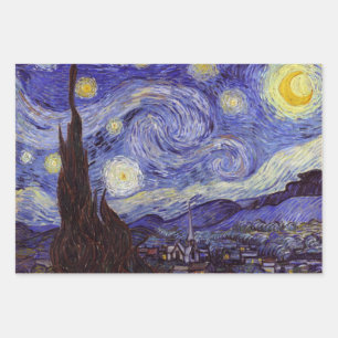 Vincent Van Gogh Starry Night Vintage Fine Art Wrapping Paper Sheet