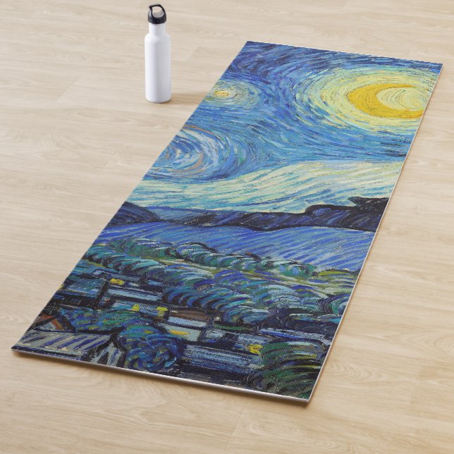 Vincent Van Gogh Starry Night Vintage Fine Art Yoga Mat (In Situ)