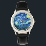 vincent van gogh starry night watch<br><div class="desc">Van Gogh's famous painting,  "The Starry Night." Painted during his stay at the Saint Remy asylum in the 1880's,  van Gogh depicted the rolling hills and cypress trees he saw from his window.  Digitally enhanced by PixDezines.  Copyright © 2008-2016 PixDezines.com™ and PixDezines™ on zazzle.com. All rights reserved.</div>