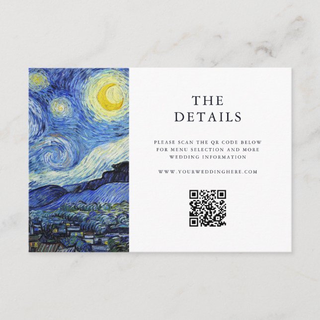 Vincent Van Gogh Starry Night Wedding Enclosure Card (Front)