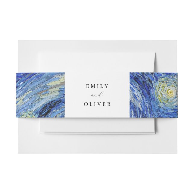 Vincent Van Gogh Starry Night Wedding Invitation Belly Band (Front Example)