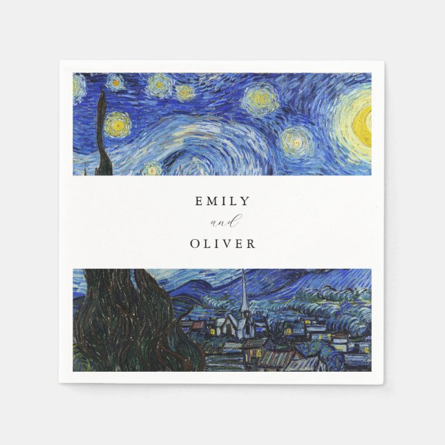 Vincent Van Gogh Starry Night Wedding Napkin (Front)