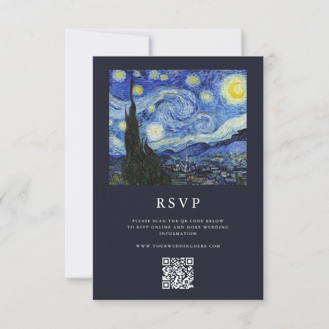 Vincent Van Gogh Starry Night Wedding RSVP Card (Front)