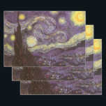 Vincent van Gogh - Starry Night Wrapping Paper Sheet<br><div class="desc">Starry Night (1889) by Vincent van Gogh is a vintage post impressionism fine art landscape nature painting. A view of a city in a valley at night with the clouds swirling, the stars shining and a beautiful golden yellow crescent moon. It was painted during the day from memory and is...</div>
