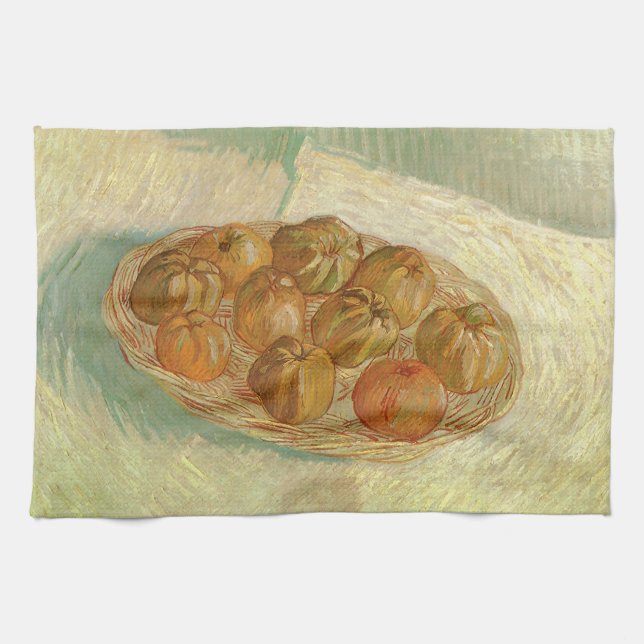 Vincent van Gogh - Still Life Basket of Apples Tea Towel (Horizontal)