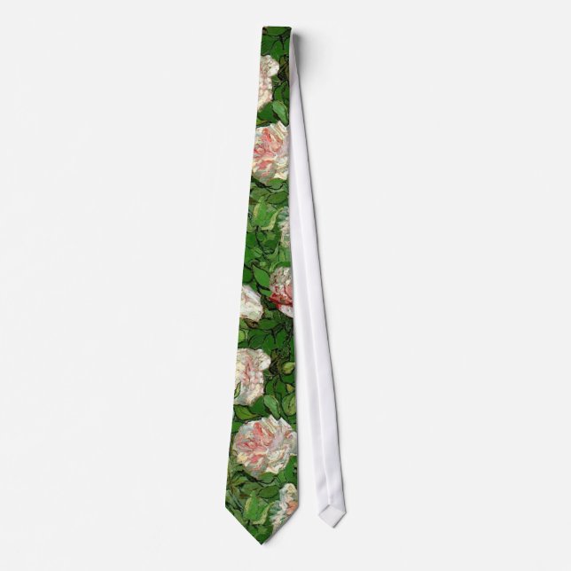 Vincent Van Gogh - Still Life Pink Roses Fine Art Tie (Front)
