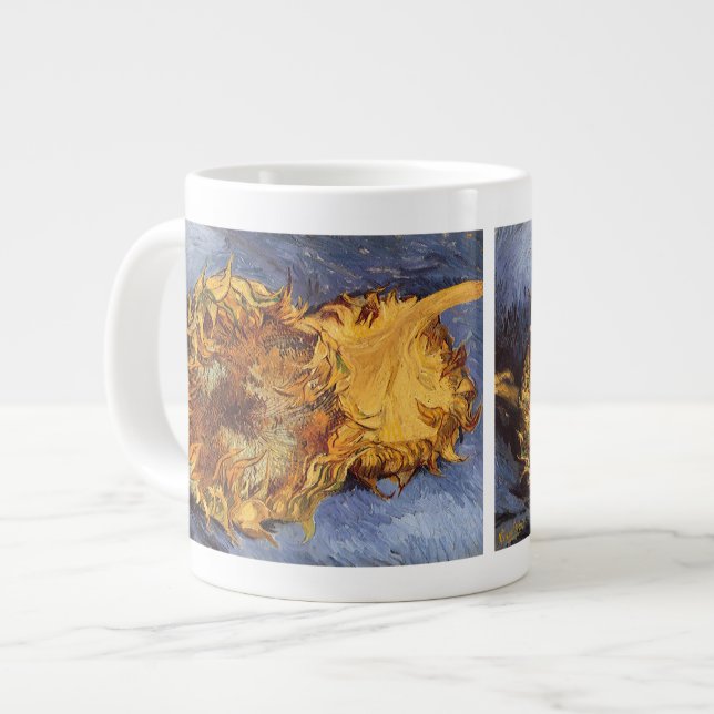 Vincent van Gogh - Still Life: Two Cut Sunflowers Large Coffee Mug (Front Left)