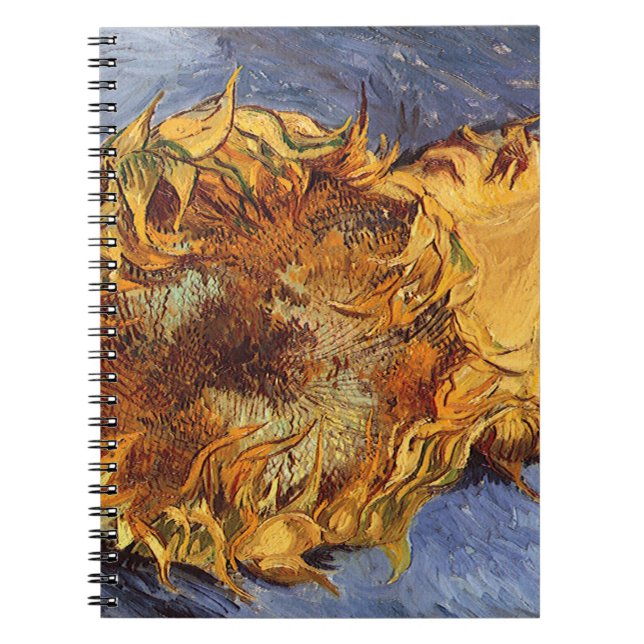 Vincent van Gogh - Still Life: Two Cut Sunflowers Spiral Notebook (Front)