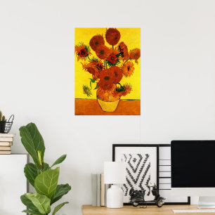 Vincent van Gogh Still Life Vase w 15 Sunflowers Poster