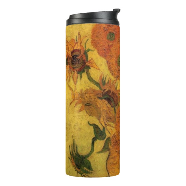 Vincent van Gogh Still Life Vase w 15 Sunflowers Thermal Tumbler (Rotated Left)