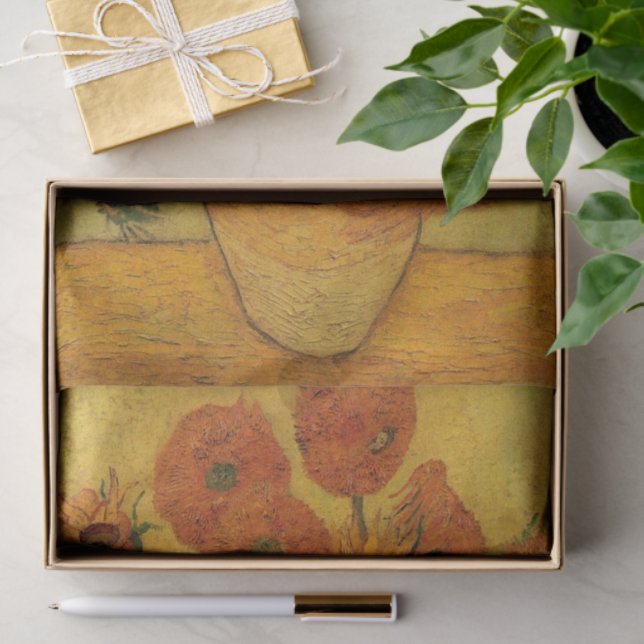 Vincent van Gogh Still Life Vase w 15 Sunflowers Tissue Paper (Gift)