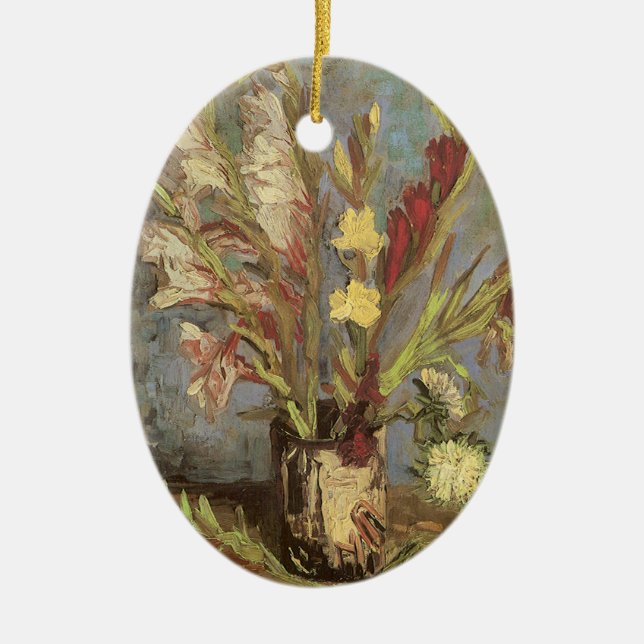 Vincent van Gogh - Still Life Vase with Gladioli Ceramic Tree Decoration (Front)