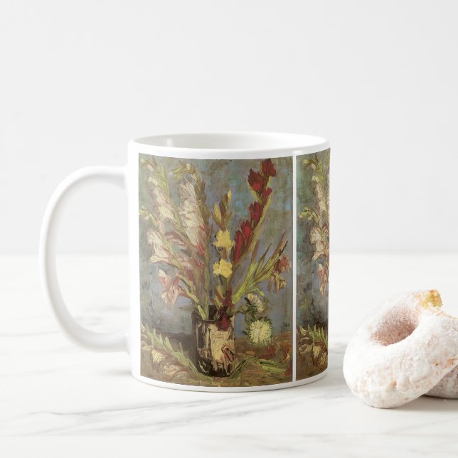 Vincent van Gogh - Still Life Vase with Gladioli Coffee Mug (With Donut)