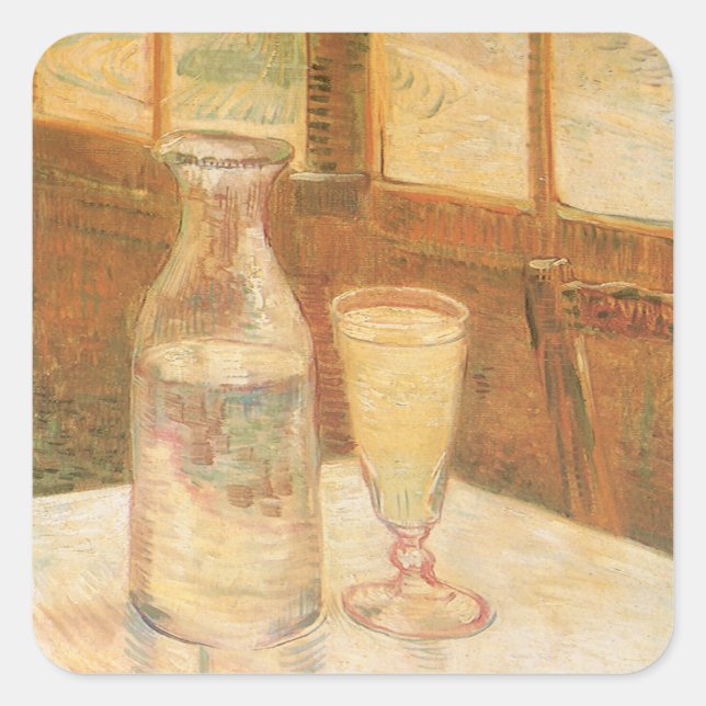 Vincent van Gogh - Still Life with Absinthe Square Sticker (Front)