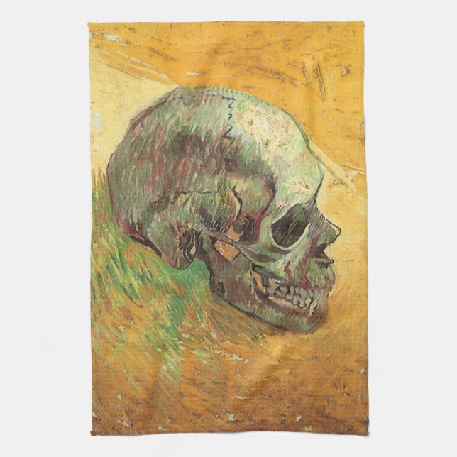 Vincent van Gogh - Still Life with Skull Tea Towel (Vertical)