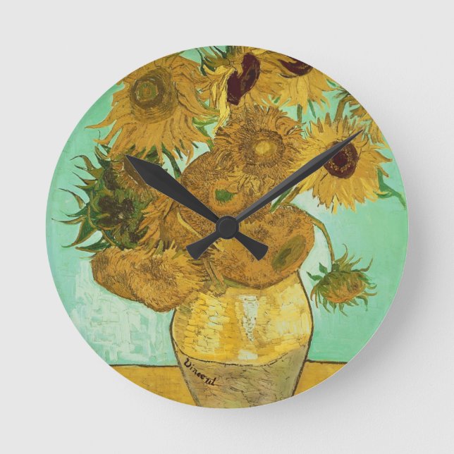 Vincent van Gogh | Sunflowers, 1888 Round Clock (Front)