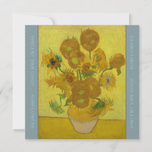 VINCENT VAN GOGH SUNFLOWERS cornflower blue   Thank You Card